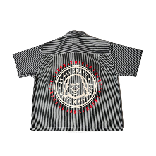 Black and white workers tee